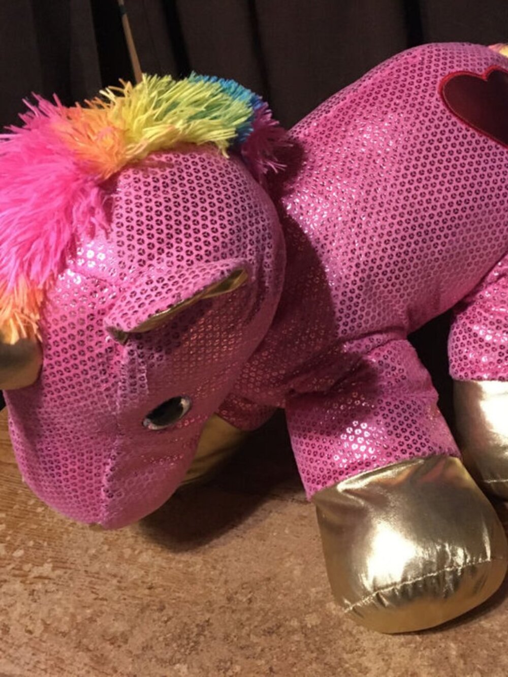 DAN DEE COLLECTOR'S CHOICE UNICORN PLUSH SPARKLY PINK HEART SHINY RAINBOW TAIL